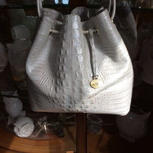 Brahmin pearl white bucket drawstring bag